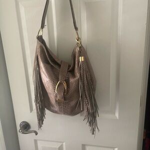 G.I.L.I. Brown Hobo Bag with Fringe